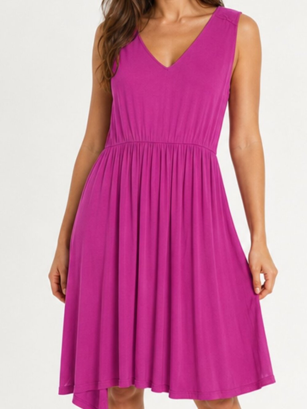 Market & Spruce Fuschia Casual Comfy Medium Sleeveless Swing Above Knee Dress